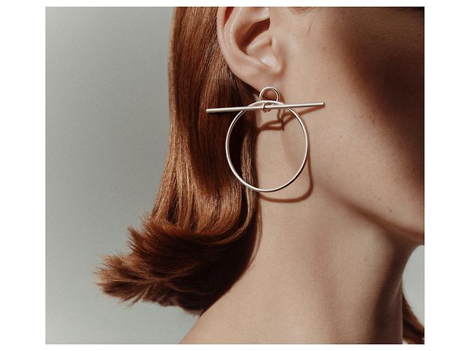 Hermès Loop Medium Creolen aus Sterlingsilber - Ansicht 3