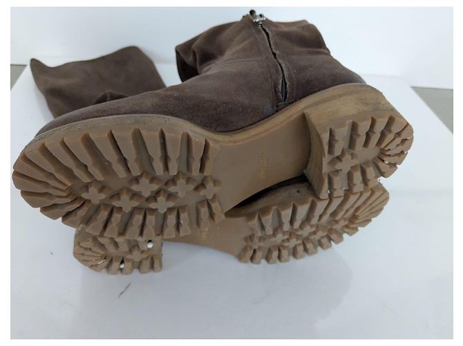 Botas altas de piel marrón Prada - vista 11