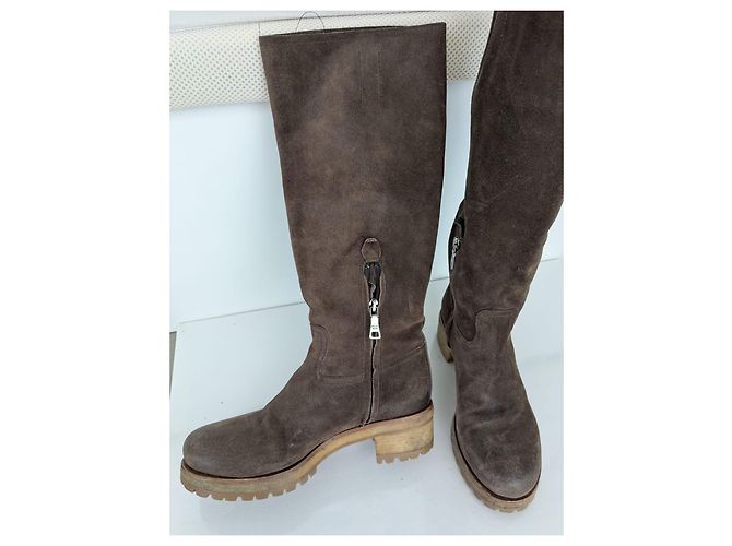Botas altas de piel marrón Prada - vista 12