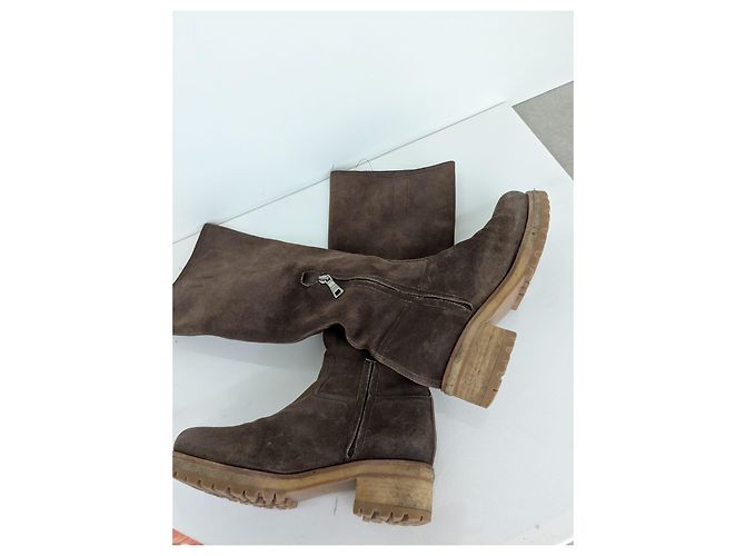 Botas altas de piel marrón Prada - vista 13