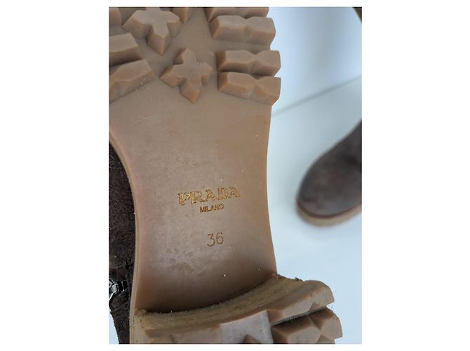 Botas altas de piel marrón Prada - vista 18