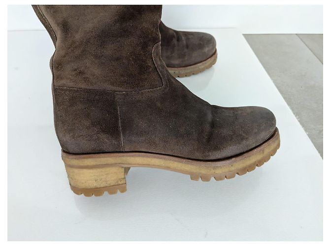 Botas altas de piel marrón Prada - vista 5