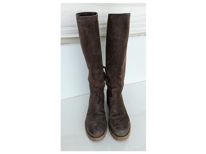 Botas altas de piel marrón Prada - vista 7