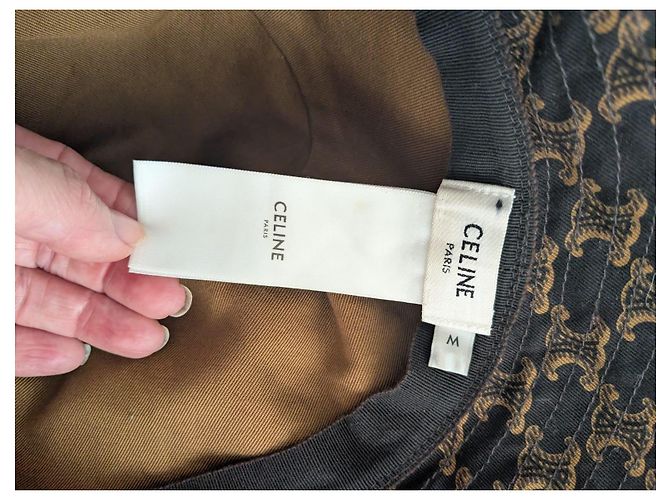 Céline Cappello bucket in cotone con monogramma Triomphe di Celine - vista 11