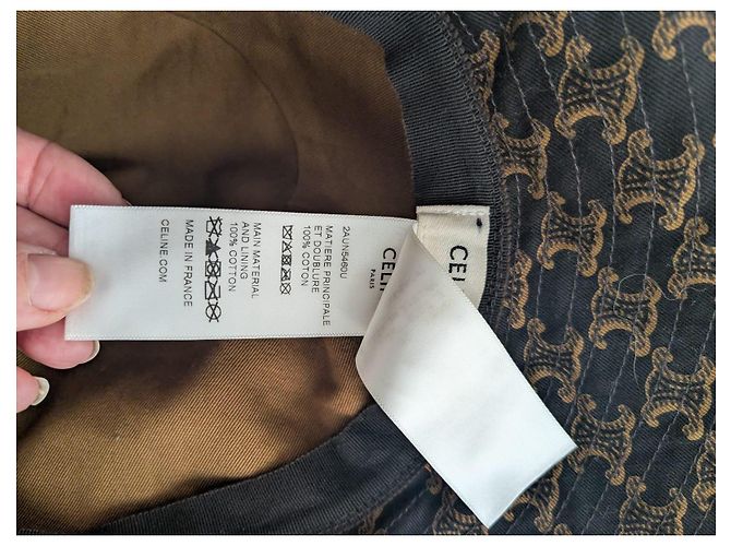 Céline Cappello bucket in cotone con monogramma Triomphe di Celine - vista 12