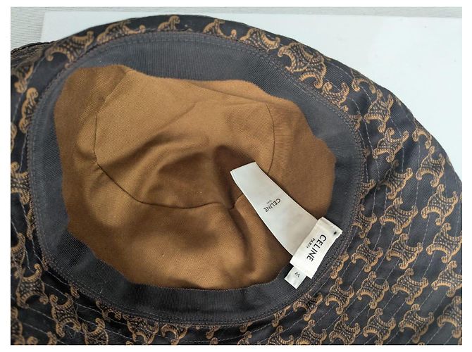 Céline Cappello bucket in cotone con monogramma Triomphe di Celine - vista 13