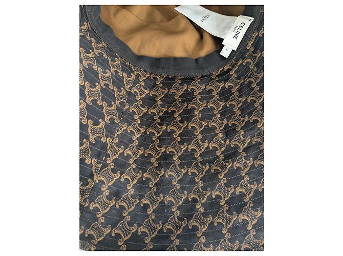 Céline Cappello bucket in cotone con monogramma Triomphe di Celine - vista 15