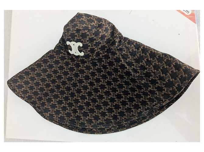 Céline Cappello bucket in cotone con monogramma Triomphe di Celine - vista 2