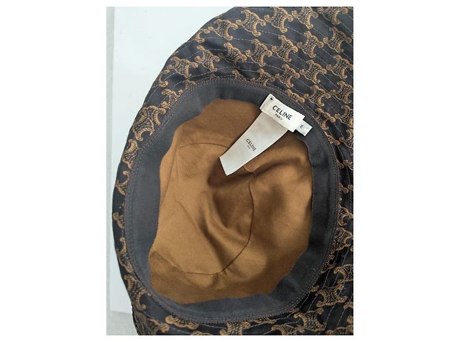 Céline Cappello bucket in cotone con monogramma Triomphe di Celine - vista 3