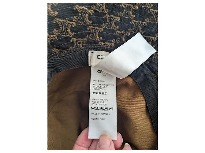 Céline Cappello bucket in cotone con monogramma Triomphe di Celine - vista 4