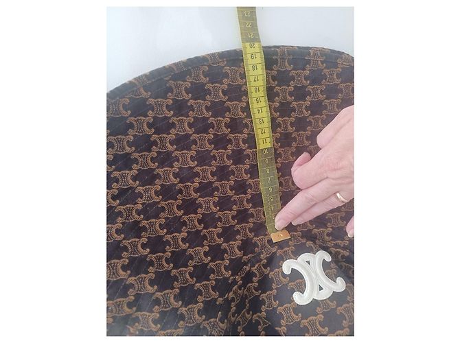 Céline Cappello bucket in cotone con monogramma Triomphe di Celine - vista 6