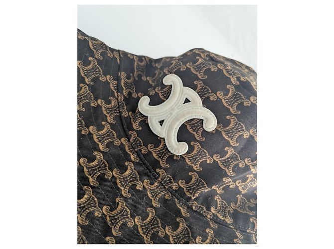 Céline Cappello bucket in cotone con monogramma Triomphe di Celine - vista 9