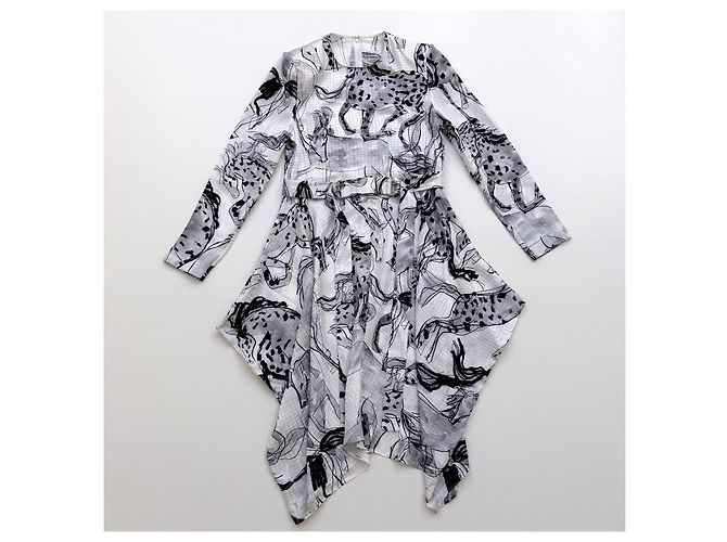 Stella Mc Cartney Vestido de seda Stella McCartney Resort 2020 estampado caballos - vista 10