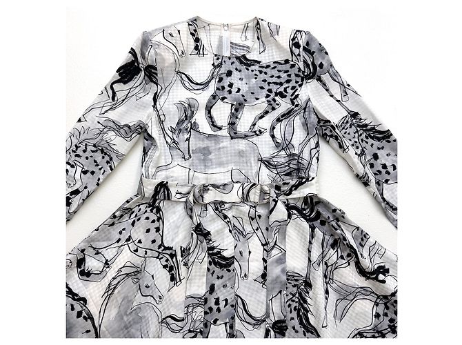 Stella Mc Cartney Vestido de seda Stella McCartney Resort 2020 estampado caballos - vista 8