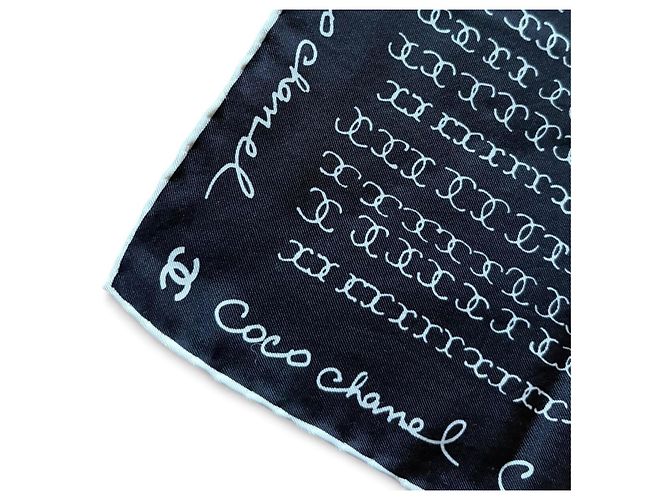 Chanel Seidentuch schwarz mit CC-Logo - Ansicht 3