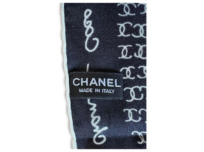 Chanel Seidentuch schwarz mit CC-Logo - Ansicht 5