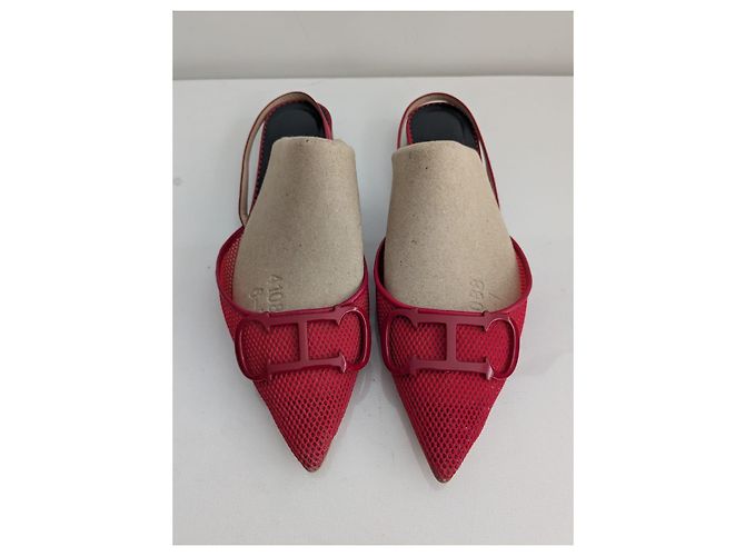 Carolina Herrera Rote Mesh-Flats mit CH-Logo - Ansicht 11