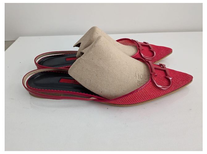 Carolina Herrera Rote Mesh-Flats mit CH-Logo - Ansicht 12