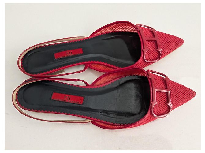 Carolina Herrera Rote Mesh-Flats mit CH-Logo - Ansicht 13