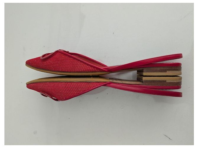 Carolina Herrera Rote Mesh-Flats mit CH-Logo - Ansicht 5