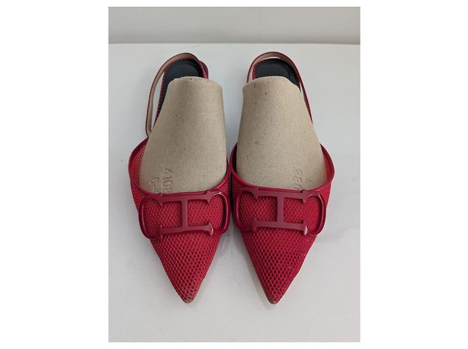 Carolina Herrera Rote Mesh-Flats mit CH-Logo - Ansicht 7