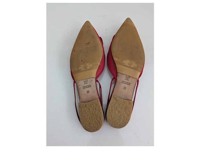 Carolina Herrera Rote Mesh-Flats mit CH-Logo - Ansicht 8