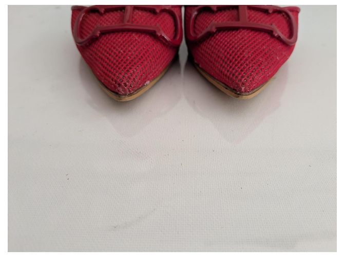 Carolina Herrera Rote Mesh-Flats mit CH-Logo - Ansicht 9