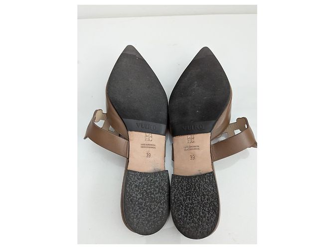 Carolina Herrera Mules in pelle marrone con dettaglio logo - vista 8