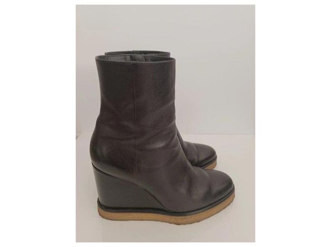 Céline Celine Keilabsatzstiefel aus schwarzem Leder - Ansicht 11