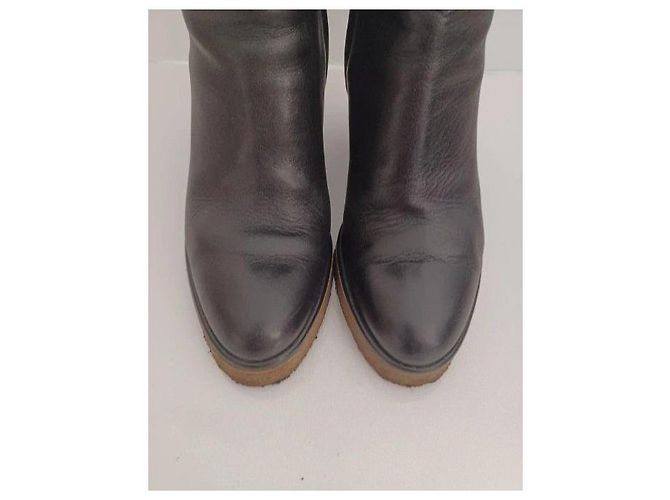 Céline Celine Keilabsatzstiefel aus schwarzem Leder - Ansicht 3