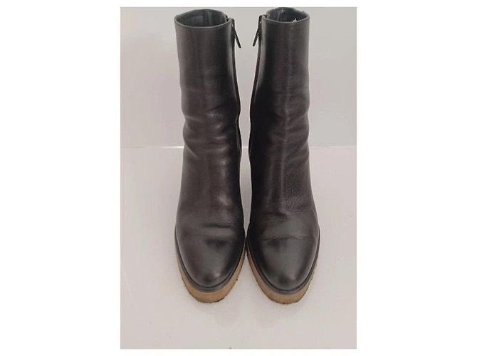 Céline Celine Keilabsatzstiefel aus schwarzem Leder - Ansicht 4