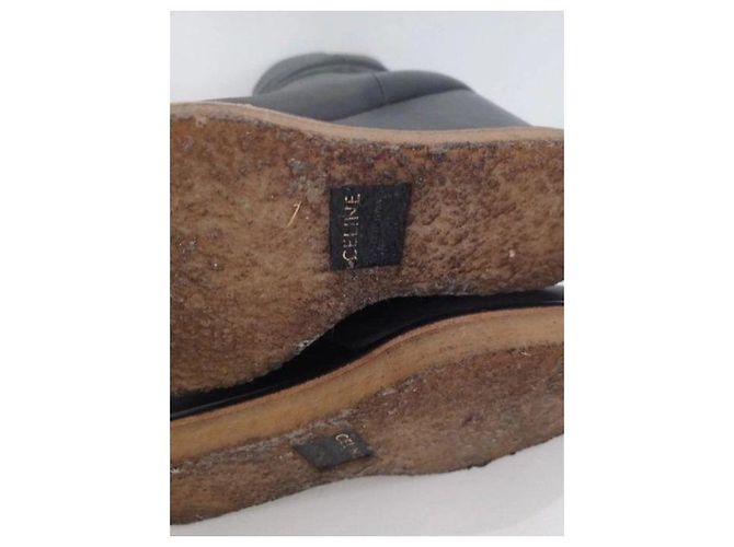 Céline Celine Keilabsatzstiefel aus schwarzem Leder - Ansicht 5
