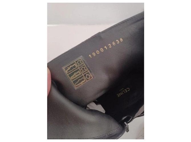 Céline Celine Keilabsatzstiefel aus schwarzem Leder - Ansicht 7