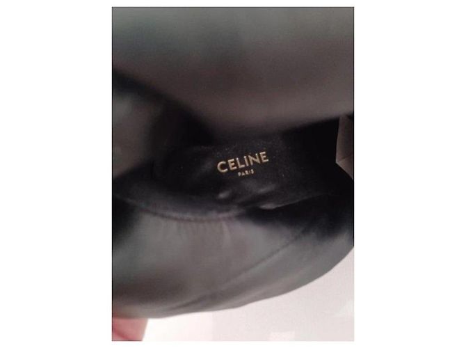 Céline Celine Keilabsatzstiefel aus schwarzem Leder - Ansicht 8