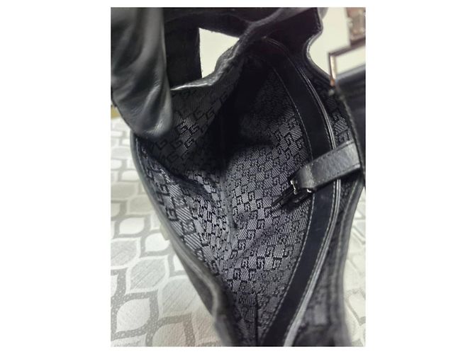 Gucci Borsa a tracolla Jackie in pelle e denim, Nera - vista 10