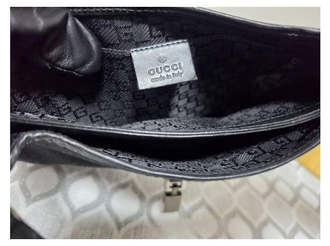 Gucci Borsa a tracolla Jackie in pelle e denim, Nera - vista 11