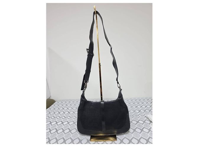 Gucci Borsa a tracolla Jackie in pelle e denim, Nera - vista 3
