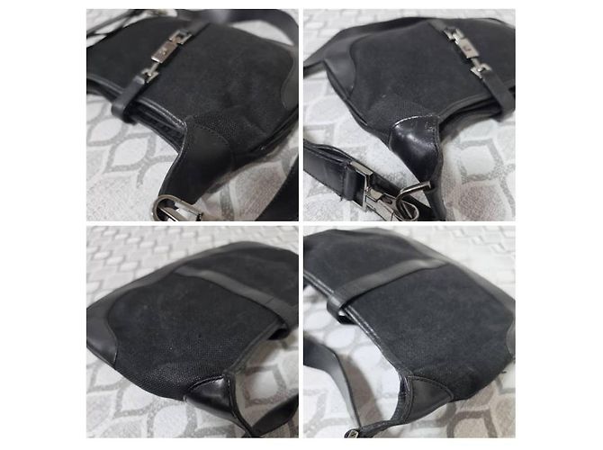 Gucci Borsa a tracolla Jackie in pelle e denim, Nera - vista 7