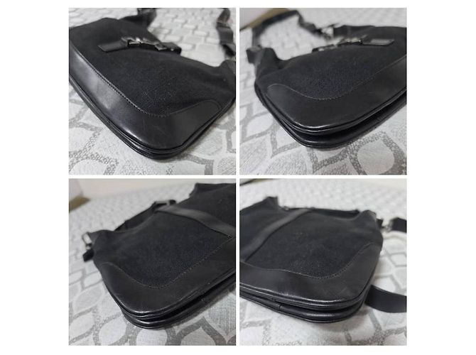 Gucci Borsa a tracolla Jackie in pelle e denim, Nera - vista 9