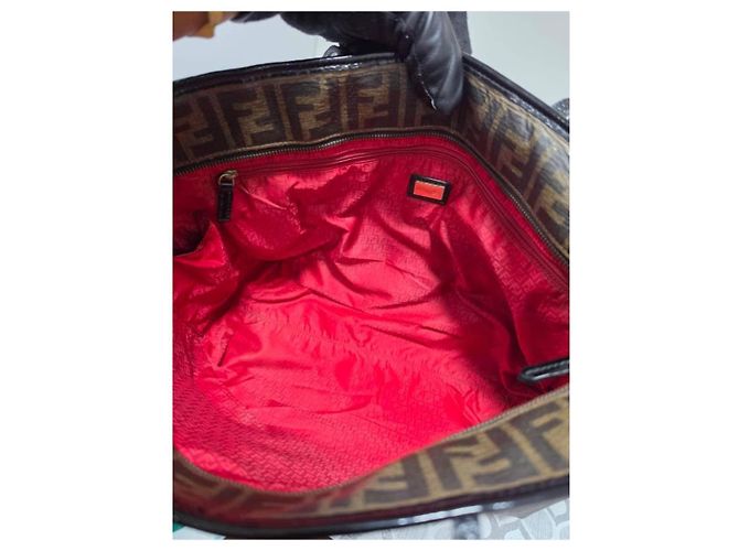 Fendi Zucca Shopper Tote Baguette Print Roll Braun/Schwarz - Ansicht 13