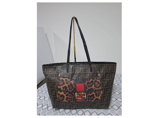 Fendi Zucca Shopper Tote Baguette Print Roll Braun/Schwarz - Ansicht 3