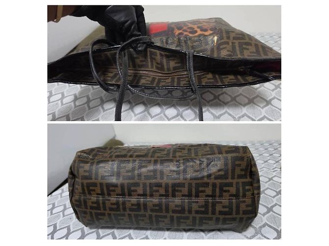 Fendi Zucca Shopper Tote Baguette Print Roll Braun/Schwarz - Ansicht 4