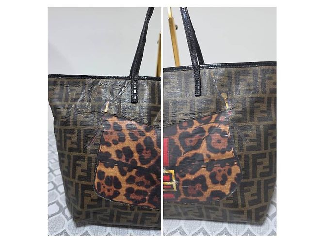 Fendi Zucca Shopper Tote Baguette Print Roll Braun/Schwarz - Ansicht 7