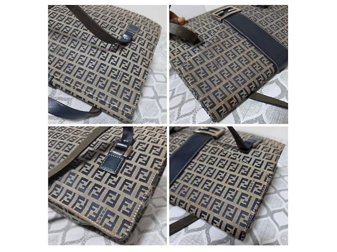 Fendi Borsa a tracolla FF Zucca Canvas Blu Navy Beige - vista 10