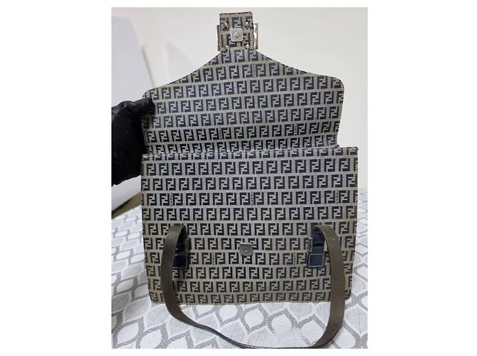 Fendi Borsa a tracolla FF Zucca Canvas Blu Navy Beige - vista 12
