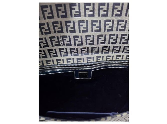 Fendi Borsa a tracolla FF Zucca Canvas Blu Navy Beige - vista 13