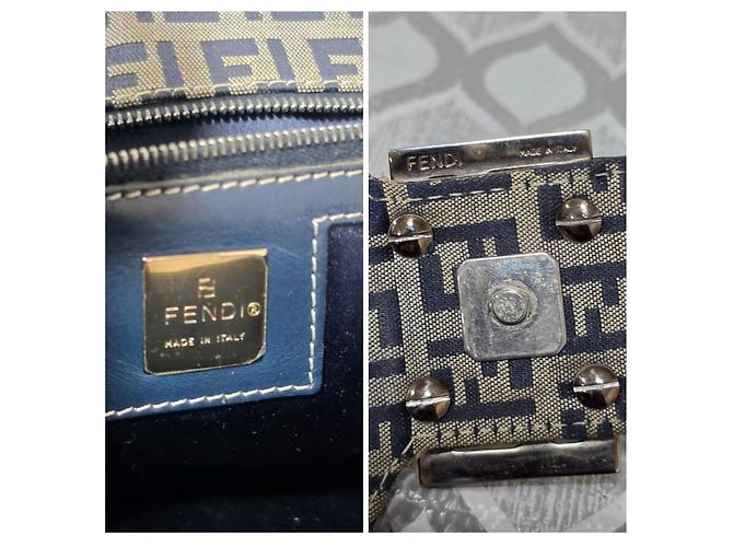 Fendi Borsa a tracolla FF Zucca Canvas Blu Navy Beige - vista 2
