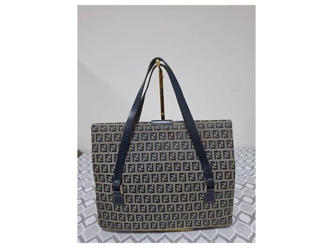 Fendi Borsa a tracolla FF Zucca Canvas Blu Navy Beige - vista 3