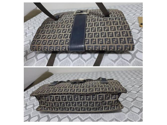 Fendi Borsa a tracolla FF Zucca Canvas Blu Navy Beige - vista 4