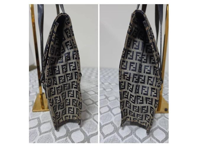 Fendi Borsa a tracolla FF Zucca Canvas Blu Navy Beige - vista 6